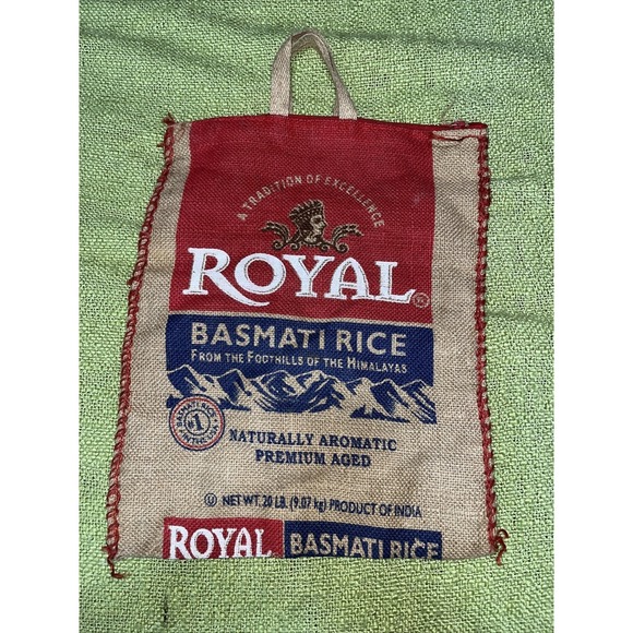 Royal Silk Other - Royal Basmati Rice Burlap Tote Bag Sack Zipper